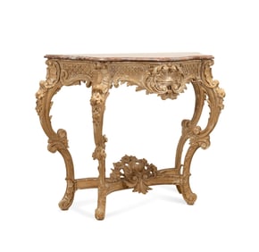 19TH C. LOUIS XV REVIVAL MARBLE TOP CONSOLE