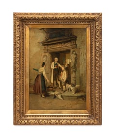 THEODORE GERARD OUTDOOR SCENE OIL ON CANVAS