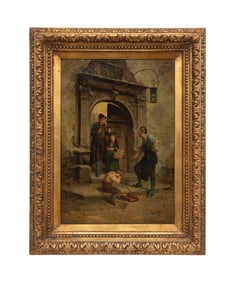 THEODORE GERARD OUTDOOR SCENE OIL ON CANVAS