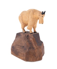 JOHN L. CLARKE CARVED WOODEN MOUNTAIN GOAT