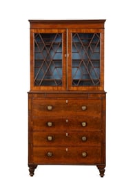 WILLIAM IV MAHOGANY BUREAU BOOKCASE, C. 1840
