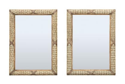 PAIR OF NEOCLASSICAL STYLE POLYCHROME MIRRORS