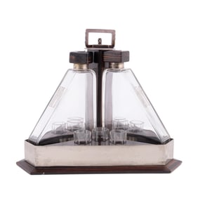 MARCEL GOUPY ART DECO DECANTER SET, C. 1930