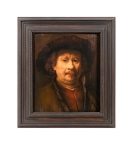 20TH C. 'SELF-PORTRAIT', O/B, AFTER REMBRANDT