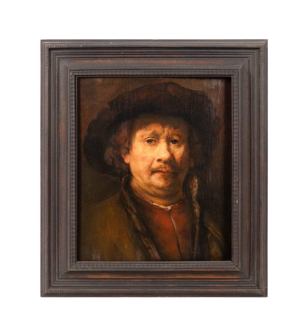 20TH C. 'SELF-PORTRAIT', O/B, AFTER REMBRANDT (1 of 6)
