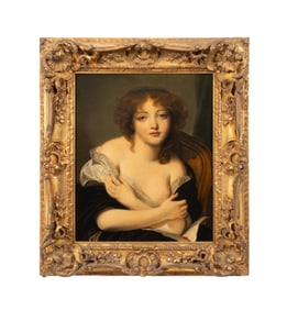 YOUNG GIRL W/ LETTER' O/C, CIRCLE OF J. B. GREUZE