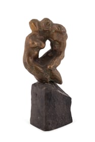 SMALL BRUTALIST STYLE NUDE COUPLE BRONZE SCULPTURE