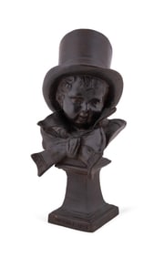 BUST OF A BOY, BRONZE, AFTER J.A. HOUDON