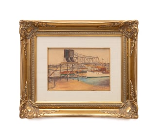 HAYLEY LEVER 'GLOUCESTER HARBOR', WATERCOLOR