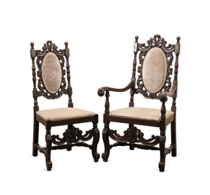 TWO RENAISSANCE STYLE MAHOGANY CHAIRS