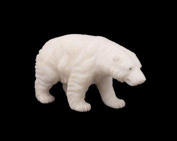 FABERGE CARVED CALCITE GEMSET POLAR BEAR FIGURINE