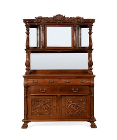 19TH C. AMERICAN VICTORIAN TIGER OAK BUFFET