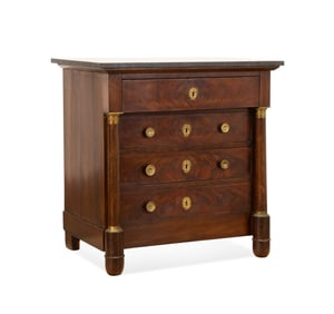 19TH C. EMPIRE MARBLE TOP DIMINUTIVE COMMODE