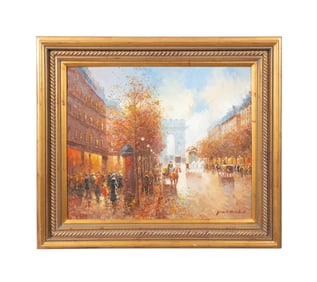 T.E. PENCKE, OIL ON CANVAS PARISIAN STREET SCENE