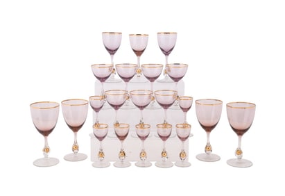 21 PIECE JOZEF STANIK 'ATLAS AMETHYST' STEMWARE