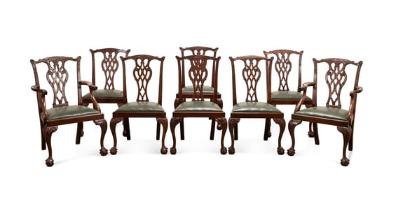SET OF EIGHT CHIPPENDALE STYLE DINING CHAIRS