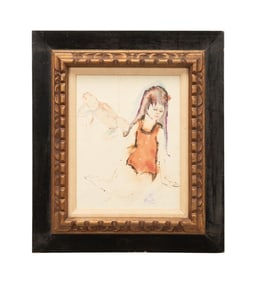 YOUNG GIRL IN PINK WATERCOLOR, MANNER T. FOUJITA