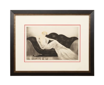 LOUIS ICART 'LE SOFA' FIGURAL ETCHING, C. 1937