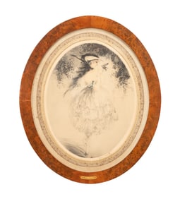 LOUIS ICART 'THE FAVOR' W/ OISEAU, COLOR ETCHING