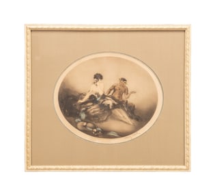 LOUIS ICART, 'STORYTELLER' COLOR ETCHING, 1926