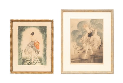 ICART 'BASKET OF APPLES' & 'CROSSING' ETCHINGS