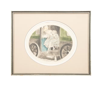LOUIS ICART '1830' LADY IN CAR ETCHING, 1929