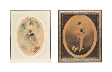 LOUIS ICART TWO FIGURAL COLOR DRYPOINT ETCHINGS