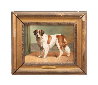 GERMAN SCHOOL ST. BERNARD PORTRAIT, OIL