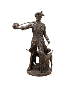 HUNT SCENE, BRONZE, AFTER MOREAU & LECOURTIER