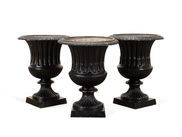 THREE NEOCLASSICAL STYLE GARDEN URNS