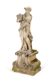 CONTINENTAL CARVED LIMESTONE FIGURE OF SPRING