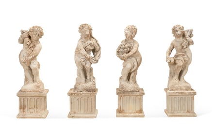 SET OF FOUR SEASONS CAST STONE GARDEN FIGURES