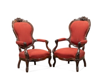 PAIR OF ROCOCO REVIVAL ROSEWOOD ARMCHAIRS