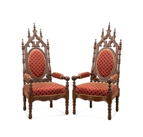 PAIR OF GOTHIC REVIVAL ARMCHAIRS, MANNER OF MEEKS