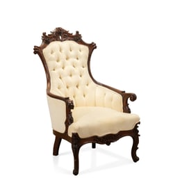 19TH C. LOUIS XV REVIVAL MAHOGANY BERGERE