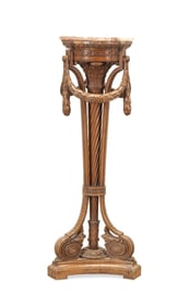 ADAMS STYLE OYNX TOP MAHOGANY TORCHIERE