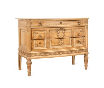 NEOCLASSICAL STYLE BLEACHED 3-DRAWER COMMODE
