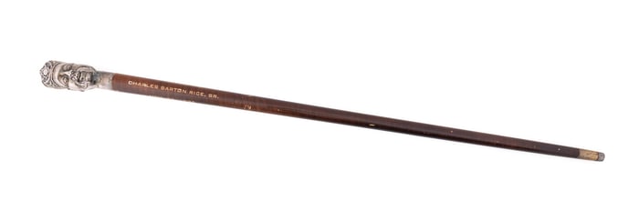 WALKING CANE WITH STERLING ORIENTAL HEAD HANDLE