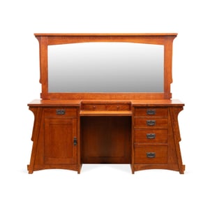 ARTS & CRAFTS INDUSTRIES OAK VANITY AND MIRROR