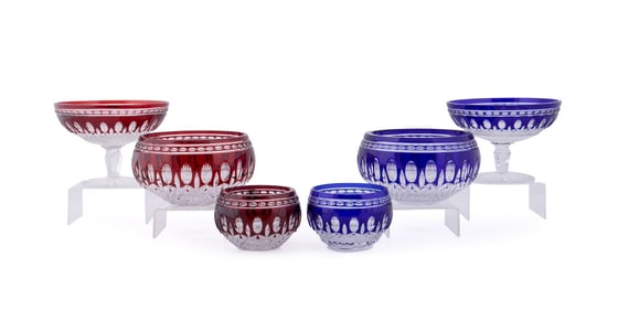 6 PCS OF WATERFORD COLORED 'CLARENDON' TABLEWARES