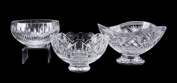 THREE LARGE WATERFORD CRYSTAL BOWLS