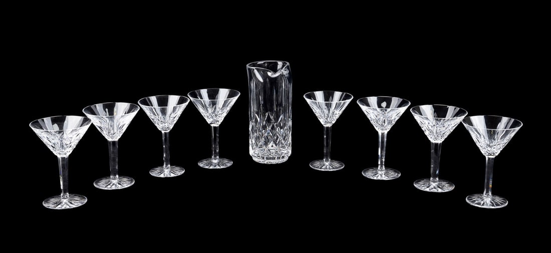9 PIECE WATERFORD CRYSTAL 'LISMORE' MARTINI SET (1 of 10)