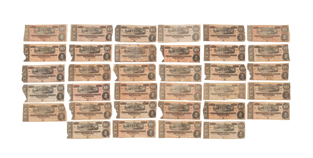 CONFEDERATE STATES OF AMERICA CURRENCY GROUP OF 34 (1 of 4)