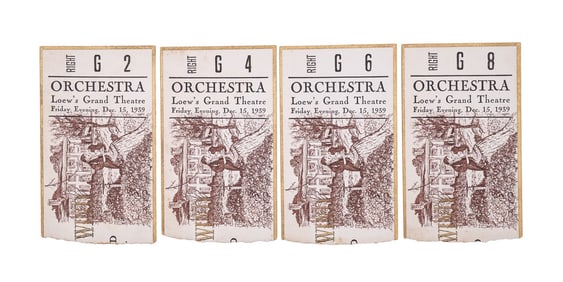 FOUR CONSECUTIVE 1939 'GONE WITH THE WIND' TICKETS