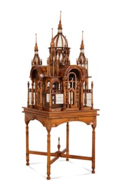 MAITLAND-SMITH STYLE MAHOGANY BIRDCAGE ON STAND