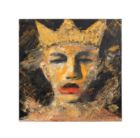 DAVID HAROUNI, FACE WITH CROWN, OIL ON CANVAS