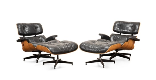 PAIR, EAMES 670, 671 LOUNGE CHAIRS AND OTTOMANS
