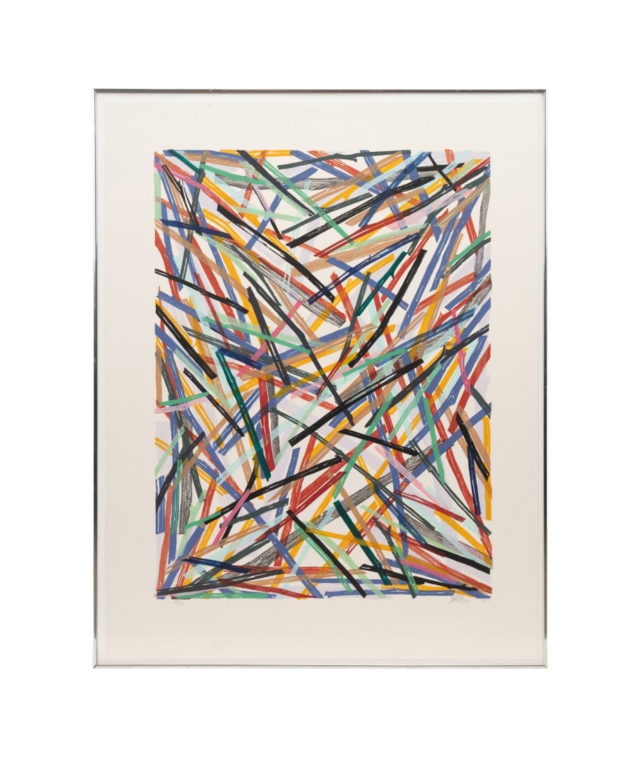 CHARLES ARNOLDI, 'UNTITLED #4' WOODCUT, 1983: Charles Arnoldi (American, born 1946). "Untitled #4" - 1983, color woodcut on wove paper, pencil signed to LR, numbered 63/70 to LL. Printed and published by New City Editions, Venice, CA. Framed. App