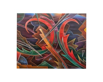 WILLIAM CONGER, 'COLUMBIAN' ABSTRACT OIL, 1987