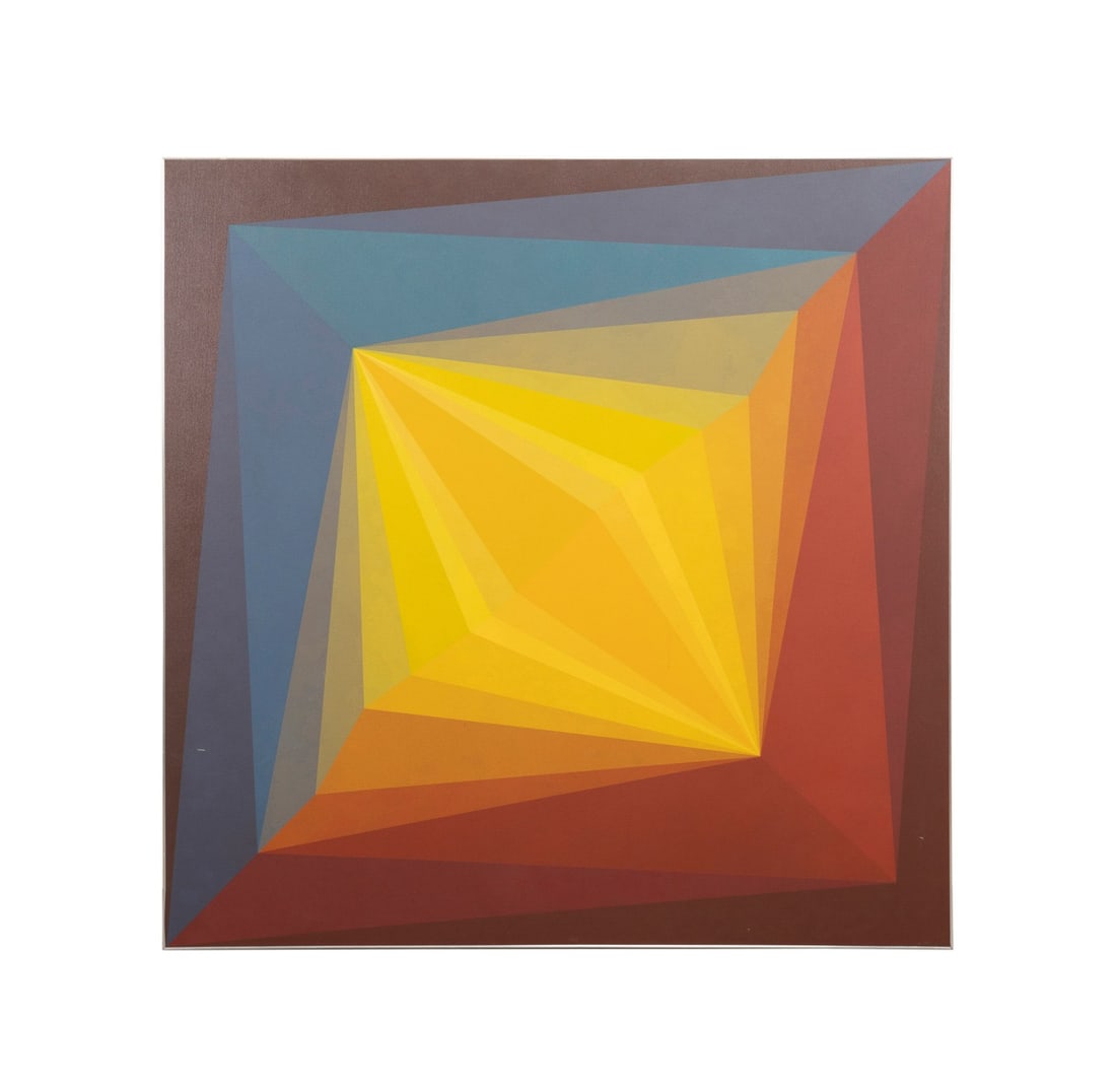 DORIS LEEPER, LARGE GEOMETRIC RAINBOW OIL/C (1 of 4)